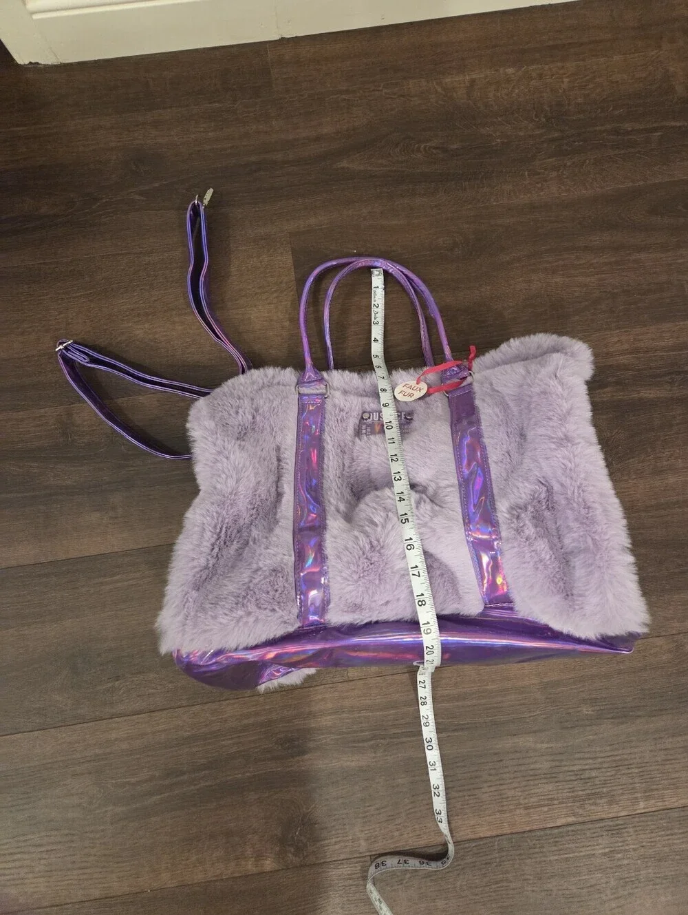 NWT Justice Lavender Faux Fur Heart Handbag